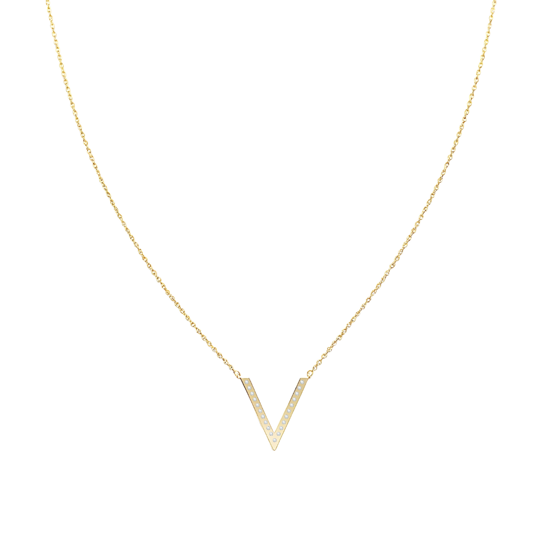 Collar Signa ‘V’ Oro 10k con Diamantes