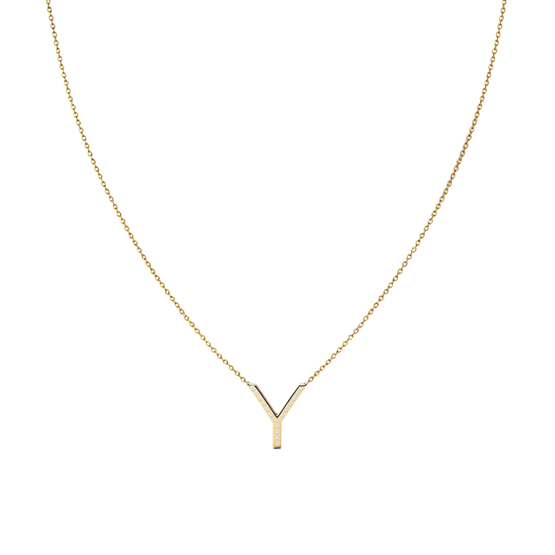 Collar Signa ‘Y’ Oro 10k con Diamantes