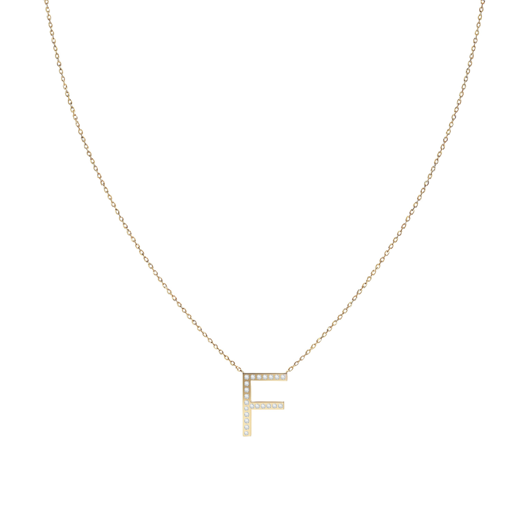 Collar Signa ‘F’ Oro 10k con Diamantes